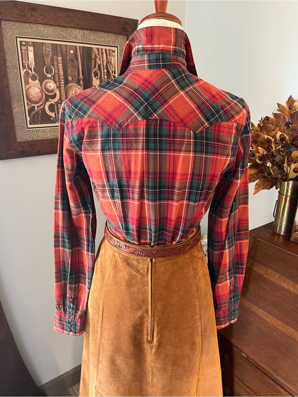 -SOLD- Vtg Ralph Lauren Western Blue Label wool/cotton flannel luxury 90s - Picture 2 of 11